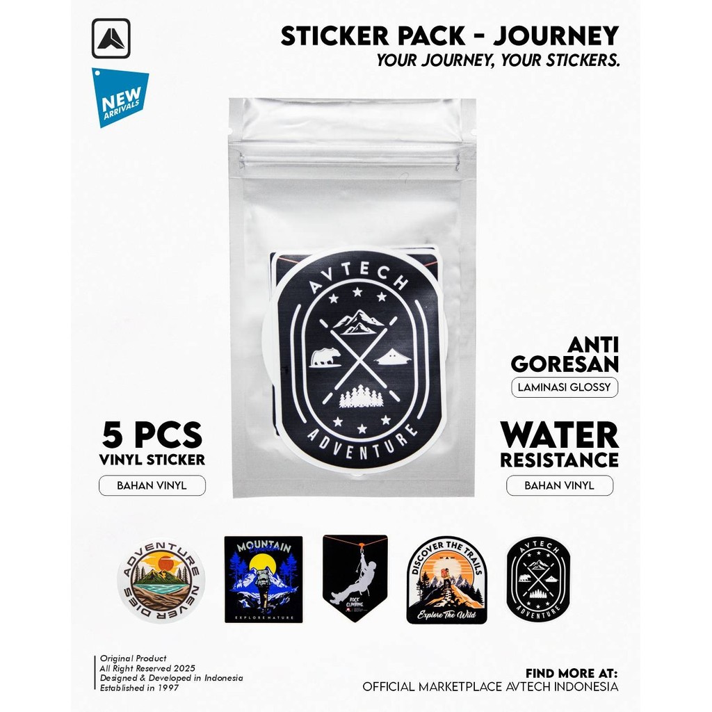 

AVTECH - Stiker Outdoor Vinyl Waterproof & Durable - Sticker Pack JOURNEY