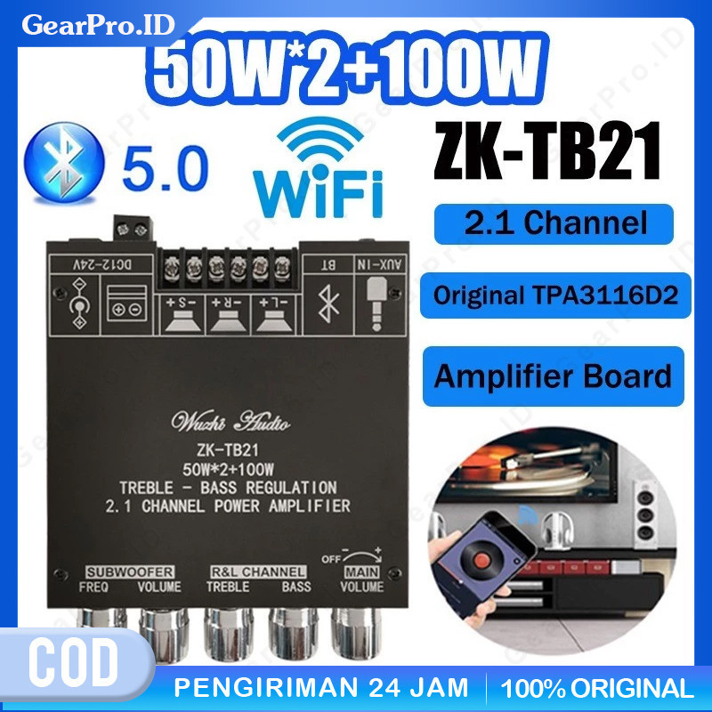 [Model terbaru] ZK-TB21 Amplifier bluetooth TPA3116D2 50Wx2+100W Power amplifier Amplifier board Blu