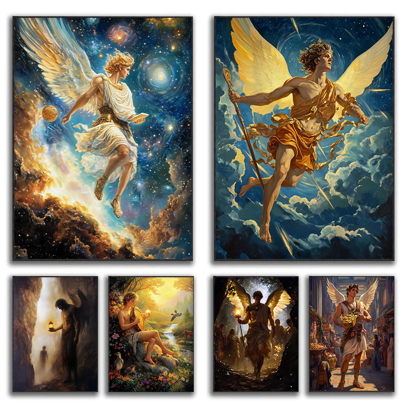 

Ancient Greek Mythology God of Messenger Hermes Posters and Prints Canvas Printing Wall Art Picture for Living Room Home Decor