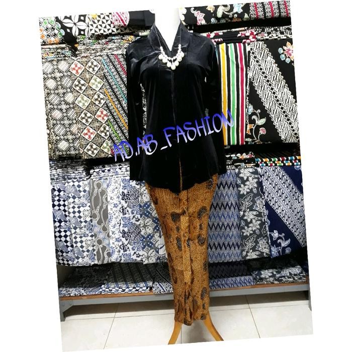 kebaya bludru kartini Polos - hitam, m