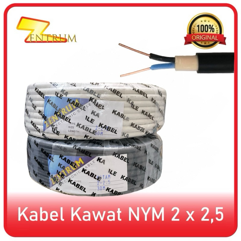 Kabel Listrik Kawat NYM 2 X 2,5 (30 Meter) WARNA HITAM/PUTIH
