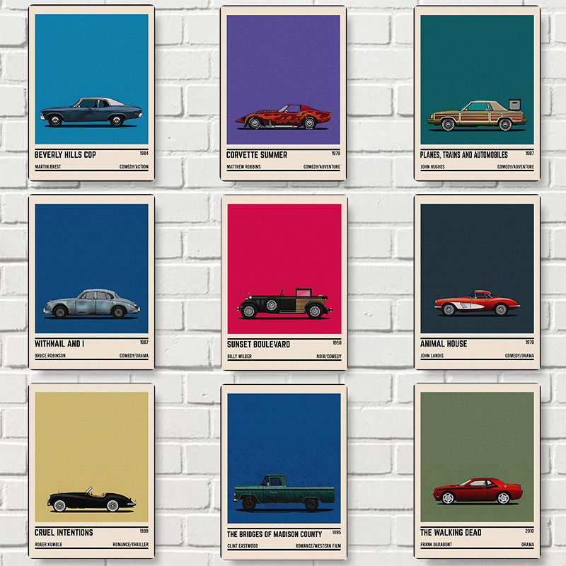 

color Minimalist Classic scenes in Movie Poster The car that appeared Cover Modern Poster Canvas Painting Art Picture Home Decor