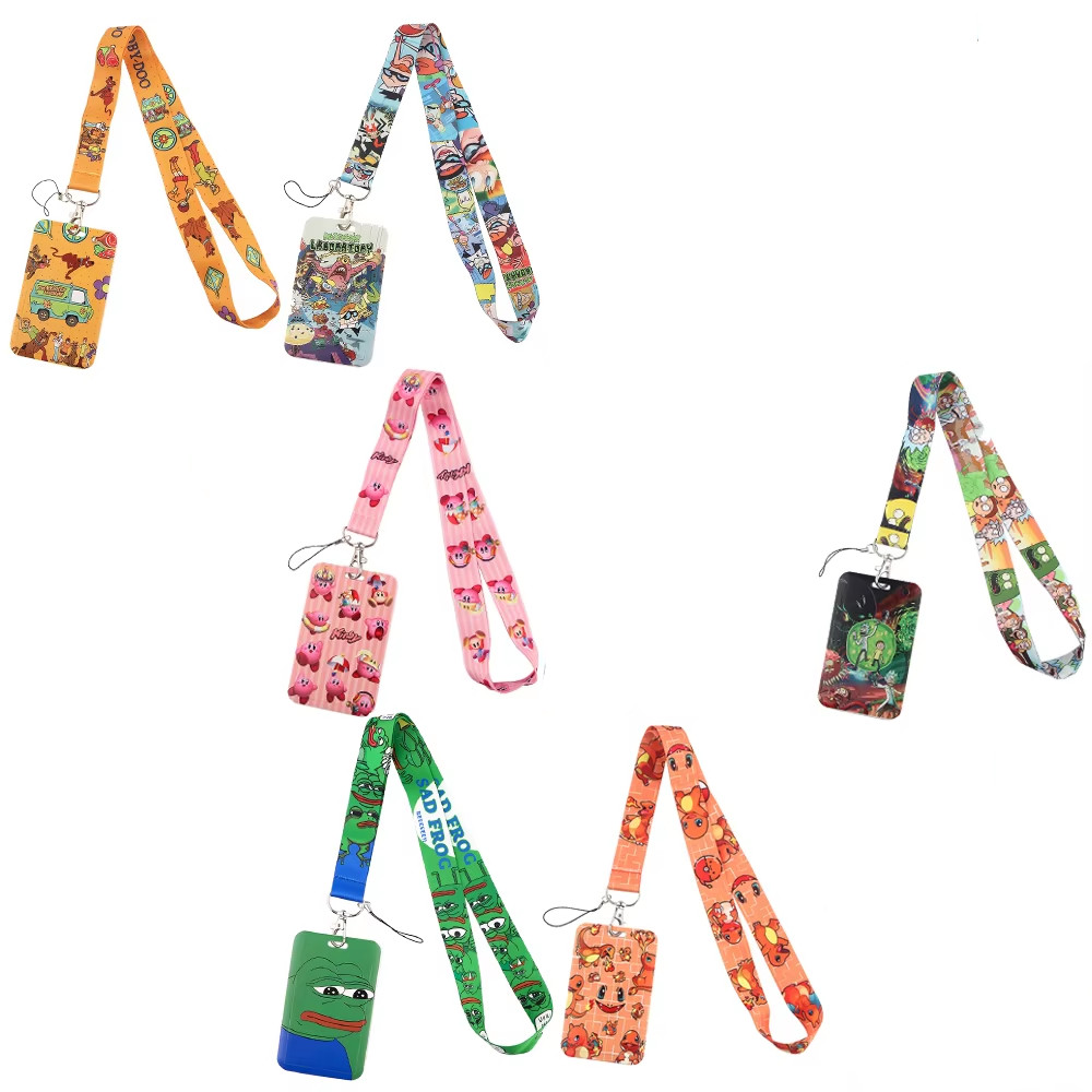 

ER709 Cartoon Yellow Cat Dog Monster Lanyard Card ID Holder Car KeyChain ID Card Pass Gym Mobile Phone Badge Key Ring Holder