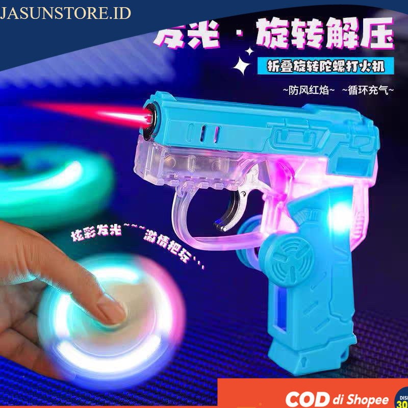 Korek Api Bara Gas Spiner Putar Plus Led Lampu Viral