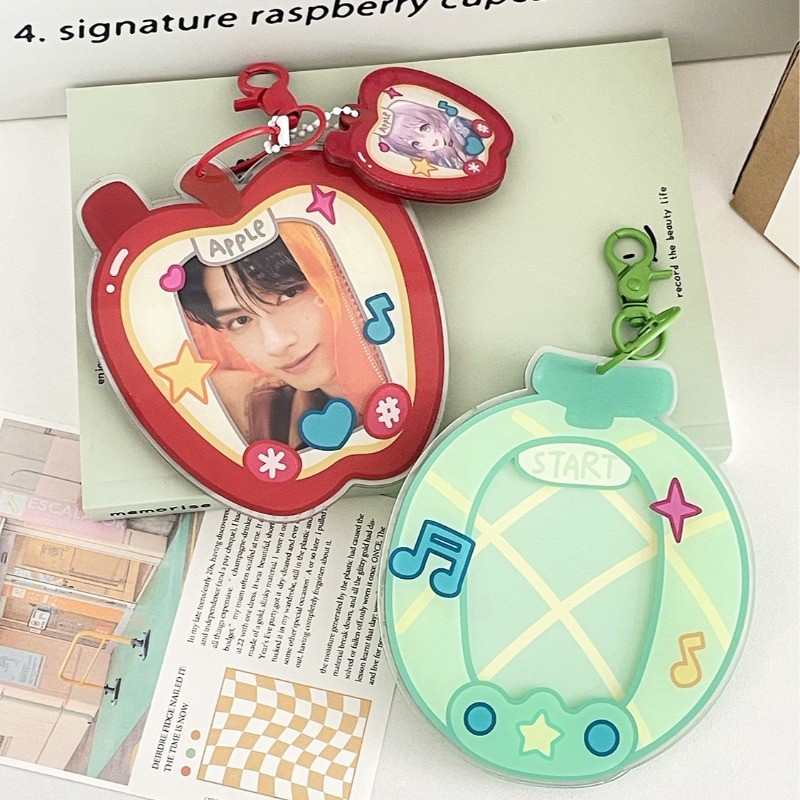 Creative Design Retro Japanese Cartoon Kpop Photocard Holder Red Apple Honeydew Melon Style Photo Ca