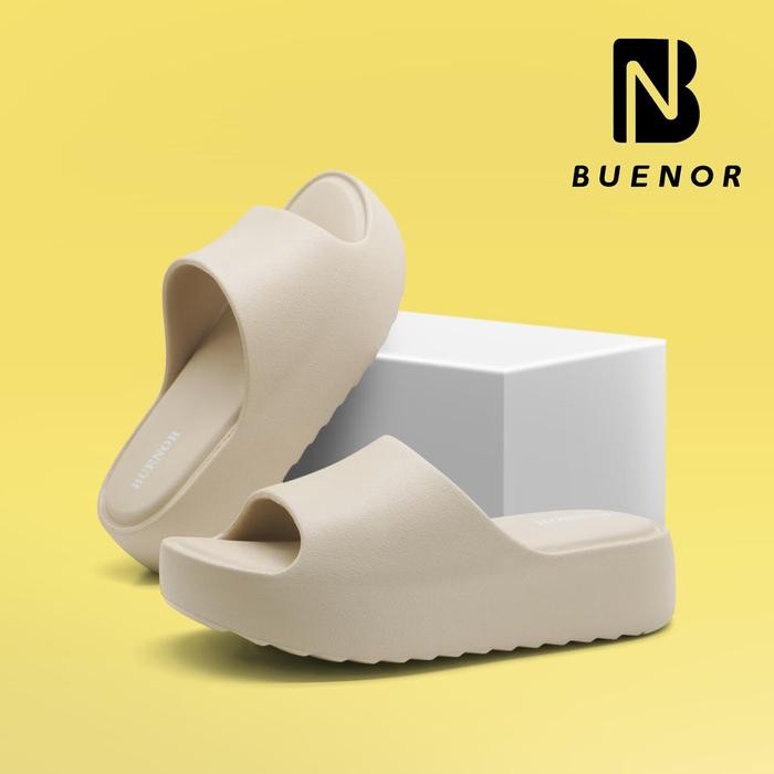 PROMOBuenor - Sandal Wanita Wedges Elegan Polos Karet - KHAKI, 36/37READY