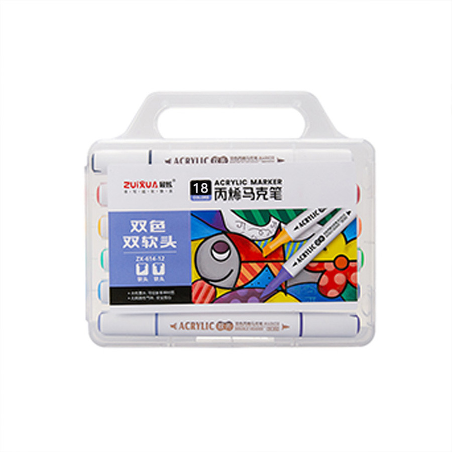 

Multicolor Double-ended Marker Pen Comfort Grip Fiber Nibs Waterproofing Ink Student Drawing Art School Gift
