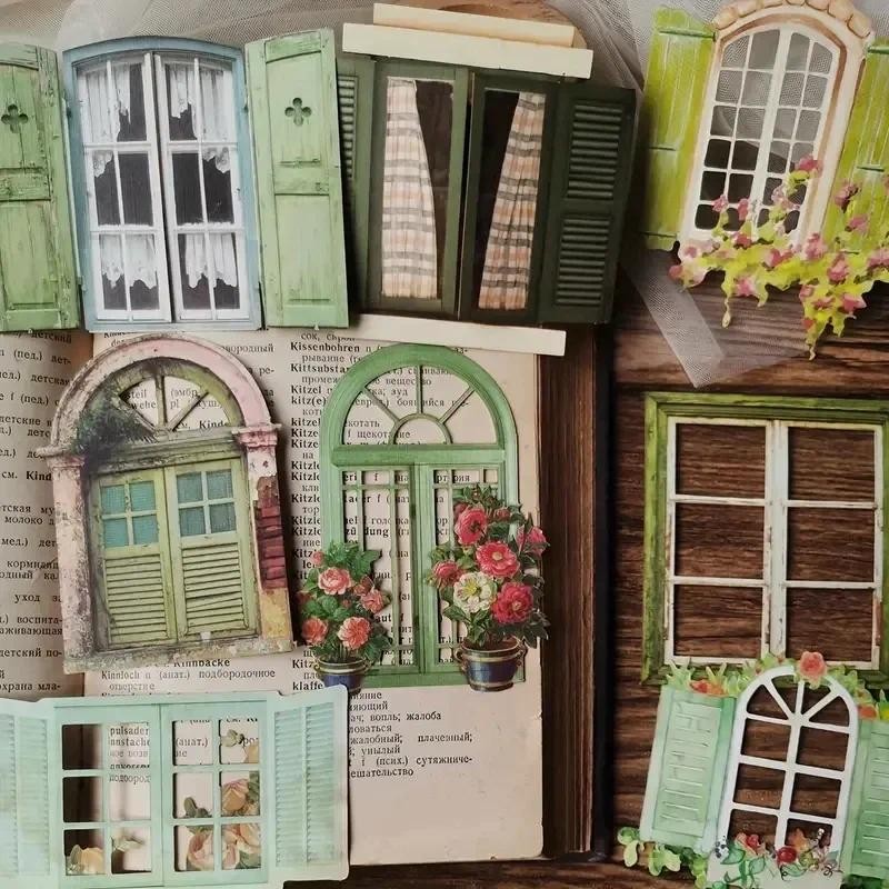 

10 sheets Skeleton door and window stickers skeleton window collage handbook decorative material DIY handmade material supplies