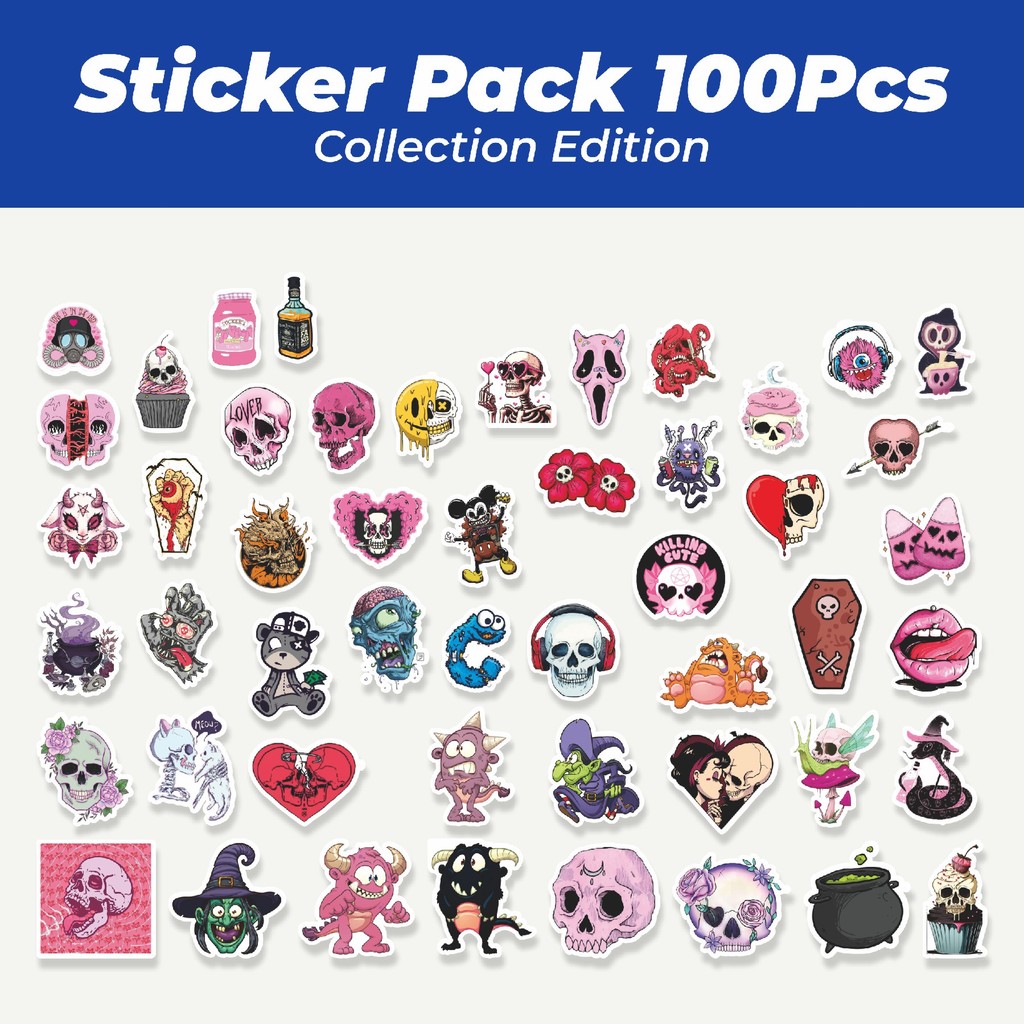 

Hot Stiker Skull [Tengkorak] 2 Lucu Anti Air Stikers Berperekat Waterproof Sticker Decal Buat Motor Helm Buku Journal Koper Casing HP Laptop Botol Minum