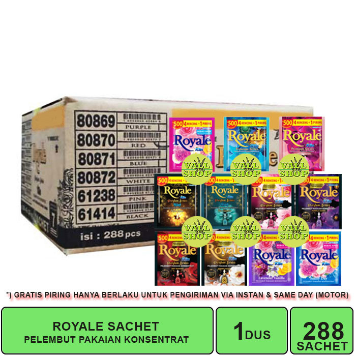 1 DUS ISI 288 SACHET ROYALE SOFTENER PEWANGI PAKAIAN