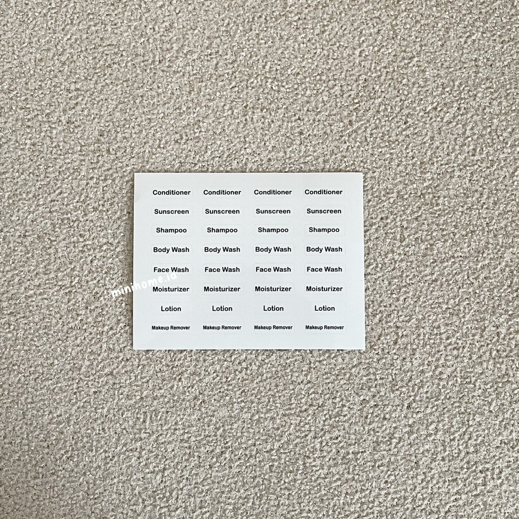 

MINIHOME - Label Sticker Wadah Skincare Makeup Bodycare Botol Travel Transparant Vinyl Aesthetic Waterproof Tahan Air Stiker Kosmetik Travel Kit Toiletries