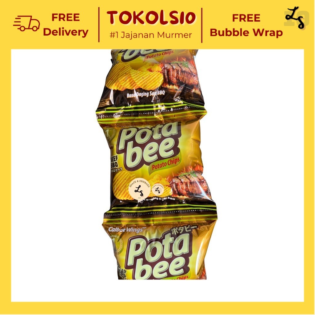

Potabee Keripik Kentang Beef BBQ/Rumput Laut 1 Renceng Isi 10 pcs @15g