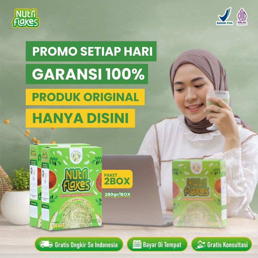 

Nutriflakes 2 Box - Sereal Sehat Umbi Garut Efektif Atasi Permasalahan Asam Lambung, Maag, Gerd, dan Membantu Program Diet