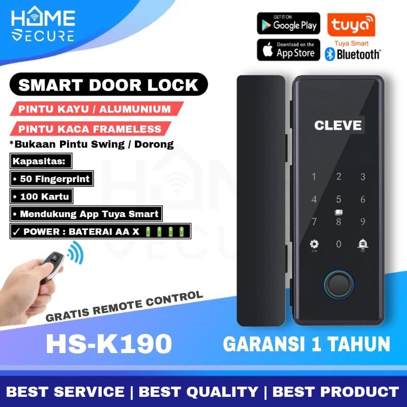 HOMS Smartlock Pintu Kaca Tanpa Frame Smart Door Lock HS-GLS2 Smartlock Glass Door Frameless / Kunci
