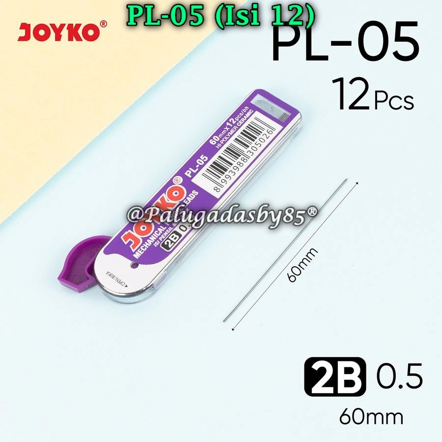 

(1 Pak/12 Tube) GROSIR Isi Pensil Mekanik JOYKO PL-05 2B 0.5 / Pencil Lead Joyko PL-05 (1 Pak/12)