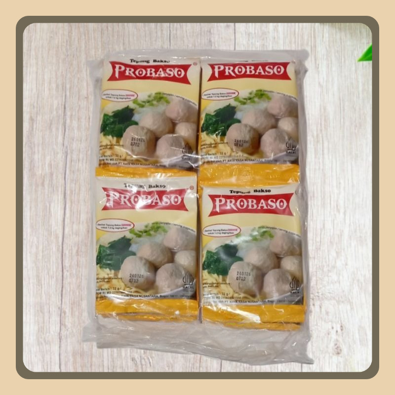 

Probaso Tepung Pengenyal Bakso 32 Gram 1 Pack ( 20Pcs )