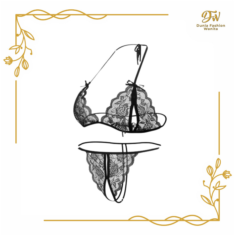 •DFW•  Set Bra Lingerie Sexy & Celana Dalam Model Lace Transparant import COD