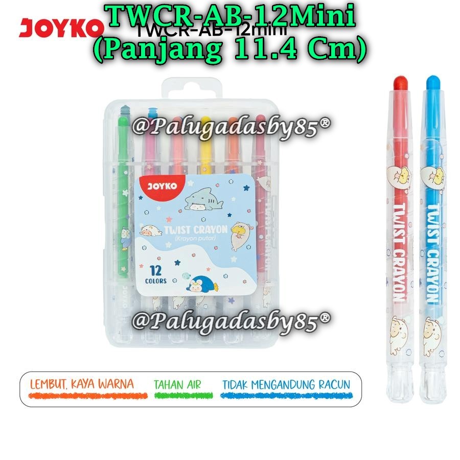 

(1 Set/12) GROSIR Crayon Putar JOYKO TWCR-AB-12Mini Krayon Putar Mini Twist Crayon TWCR-AB (Set/12)