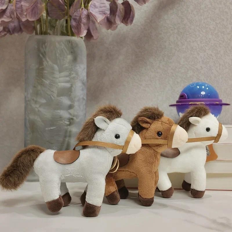 

Super Cool Saddle Little Horse Plush Toys Delicate Cute Standing Foal Pendants With Reins Funny Keychain Bags Decor Kids Gift