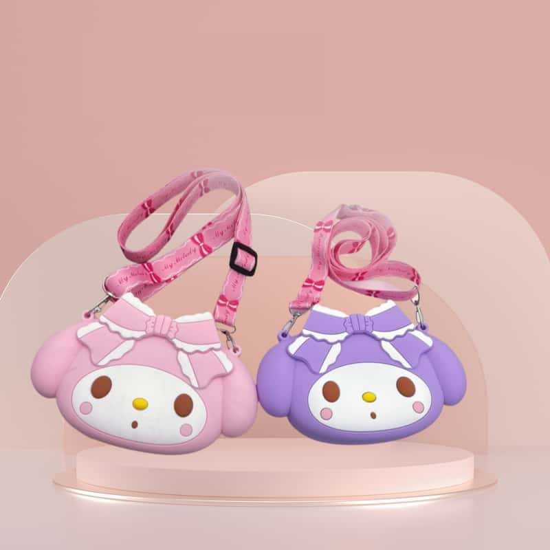 TAS SELEMPANG MINI MELODY HEAD/ SANRIO/ RUBBER/ RESLETING / TIKTOK/ IMPOR/ COIN PURSE/ DOMPET KOIN