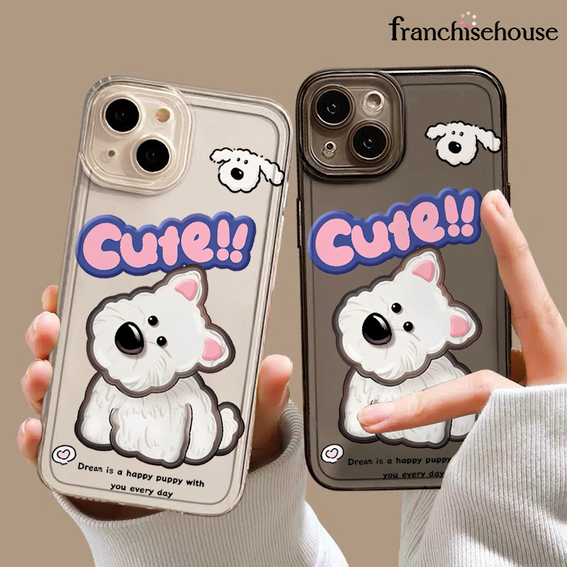 Casing Ponsel Anak anjing berkepala twist Transparan Soft Case Fashion Cocok untuk iPhone 11 12 13 1