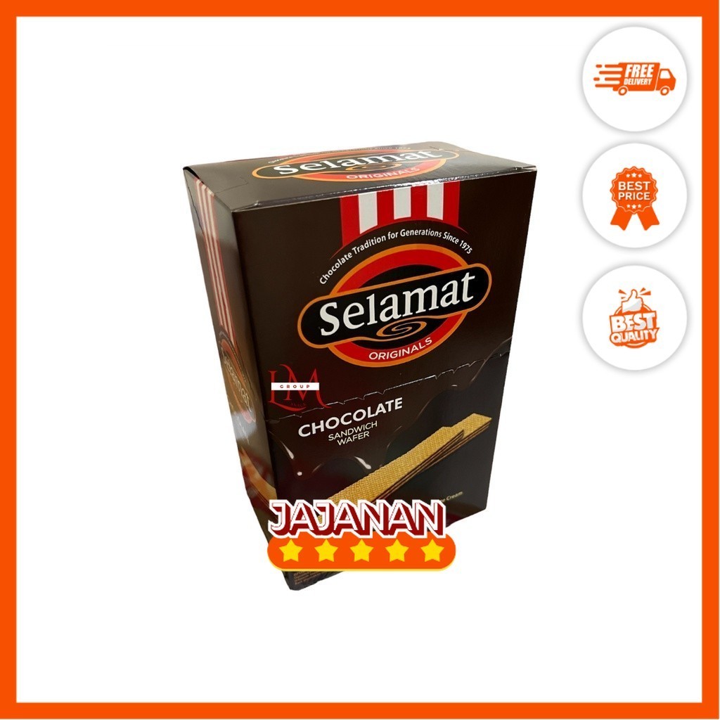 

Selamat Sandwich Wafer Chocolate 1 Box 20 pcs @15gr Jajanan Termurah