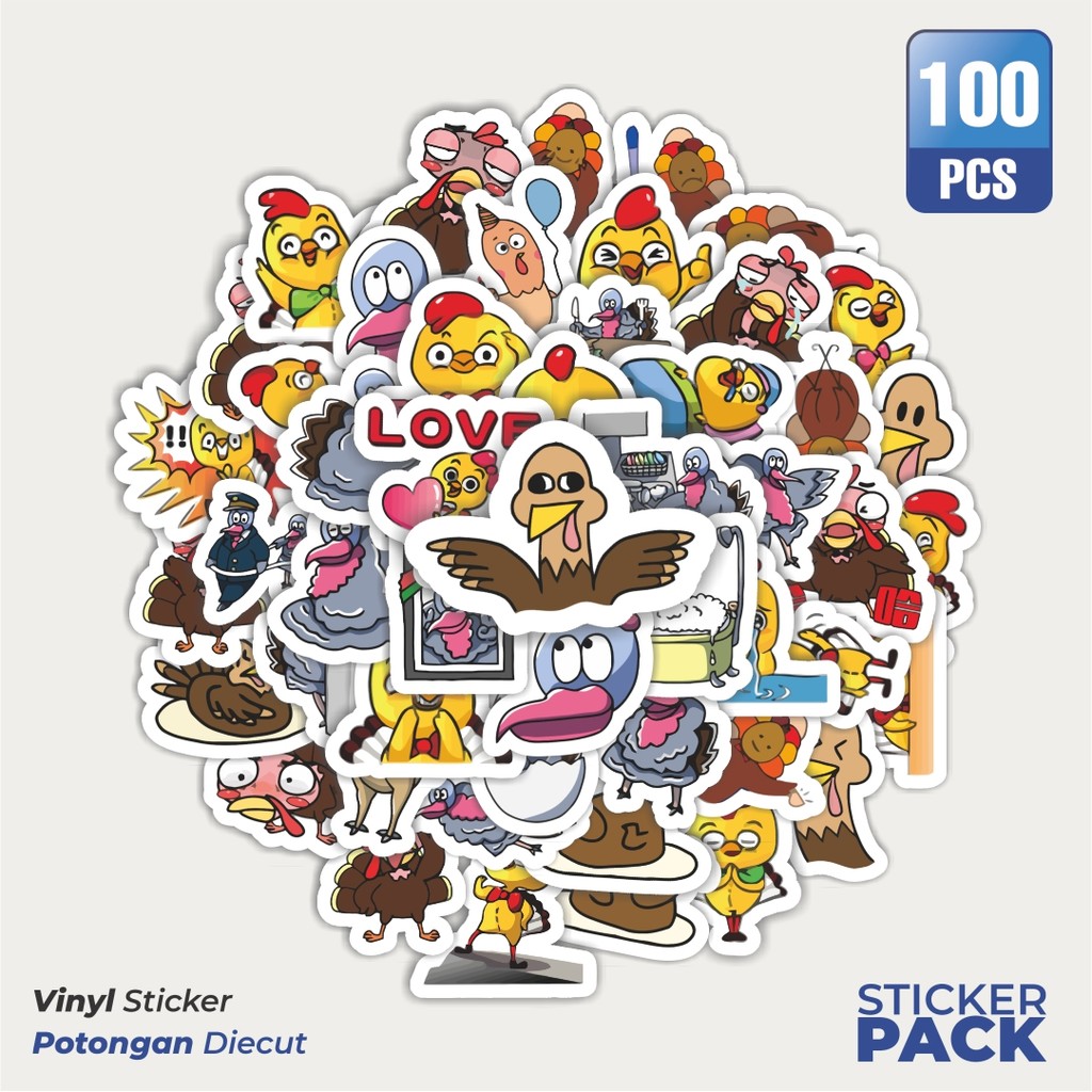 

Stiker Vinyl Hewan Kalkun Waterproof Aesthetic- Untuk Laptop, Motor, dan Helm - Paper Stationery Pack
