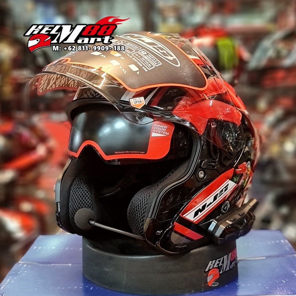 (PAKET HELM+ INTERCOM) Helm NJS KAIROZ DV + Interkom IT NJS KAIROZ GARUDA RUSH ZENITH FURION