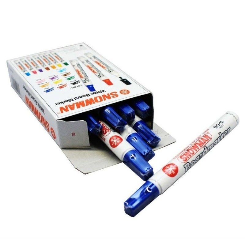 

Spidol Snowman White Board BG-12 Tinta Warna Biru Isi 12 Pcs - Stationery