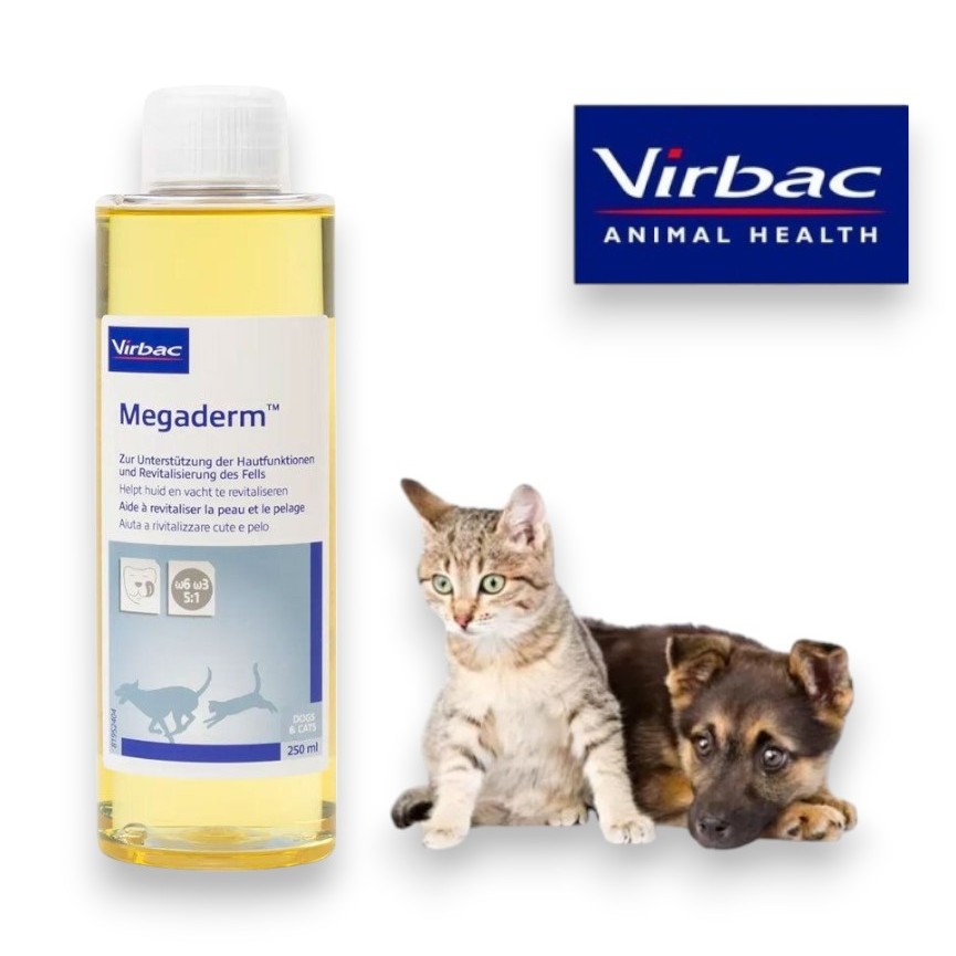 [SUNNYPAWS] Virbac Megaderm 250 ML Vitamin Bulu Kulit Kucing Anjing Botol Freshpack