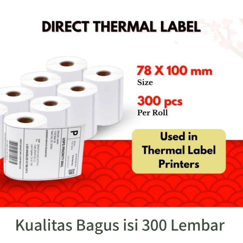 

Kertas Thermal 78x100 MM isi 300 Pcs - Sticker Label Thermal Printer Barcode