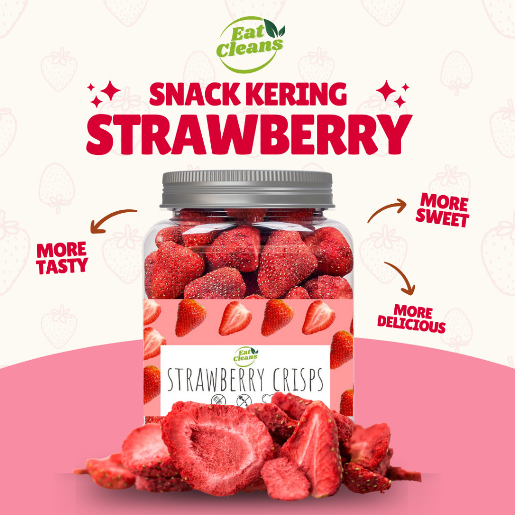 

Snack Buah Strawberry Kering - Freeze Dried Strawberry - Cemilan Sehat Strawberry Kering - Cemilan Snack Diet Rendah Kalori - Dried Freeze Whole Strawberry