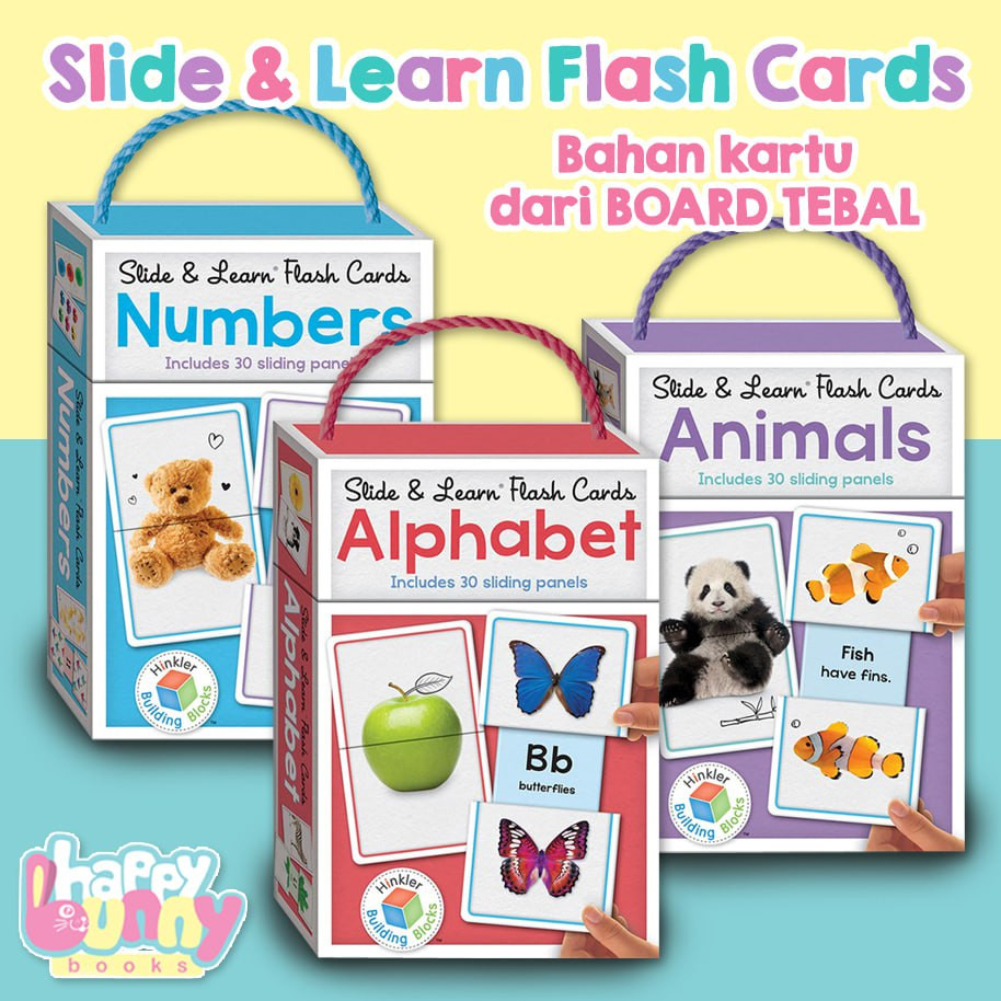 [Hinkler] Slide & Learn Flash Cards NUMBERS / ANIMALS / ALPHABET