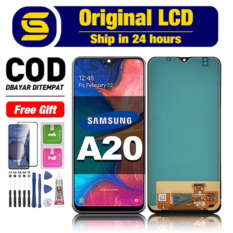 LCD Samsung A20 Original 100% hp Touchscreen Fullset Compatible For Glass Digitizer ori asli COD