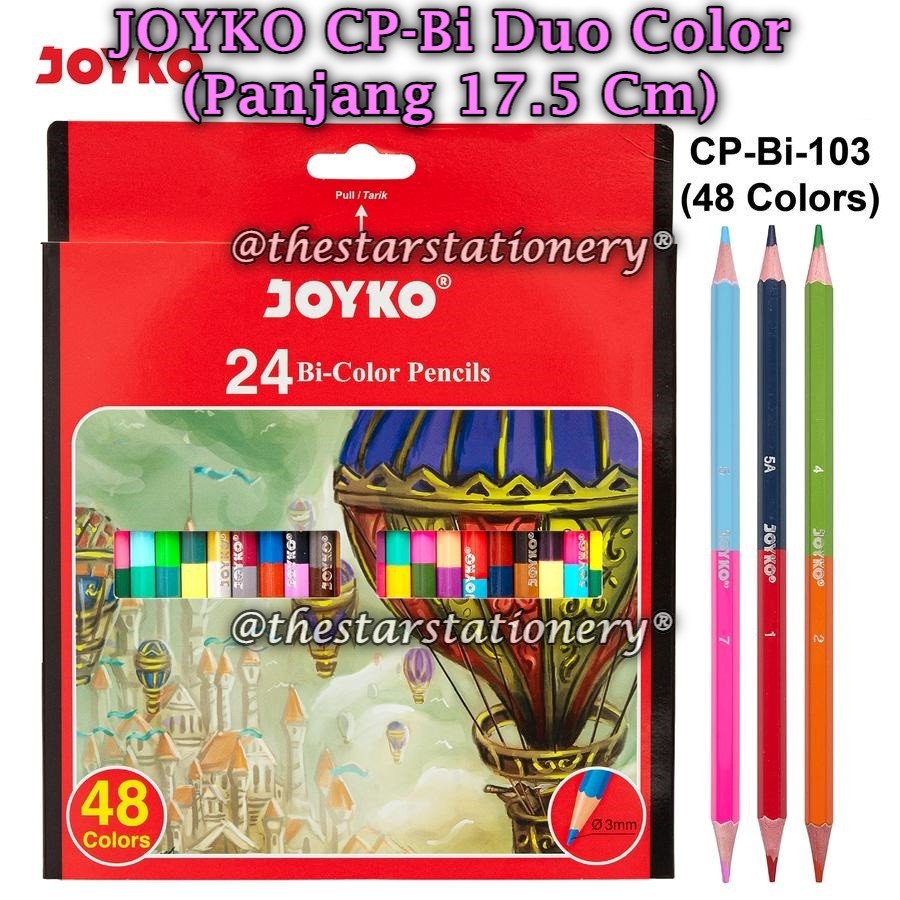

(1 Set Isi 48 Warna) GROSIR Pensil Warna JOYKO CP-Bi103 48 Warna Duo Warna / Pensil Warna Bi-Color