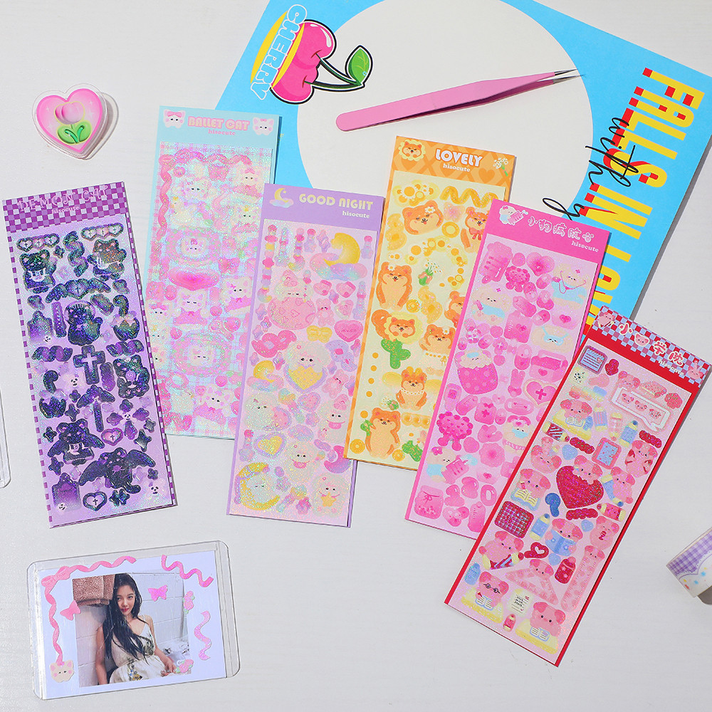

6pcs Colorful Fantastic Sticker Scrapbooking Supplies Animal Kawaii Stickers Pack Material Paper Japanese Stationery Supplies