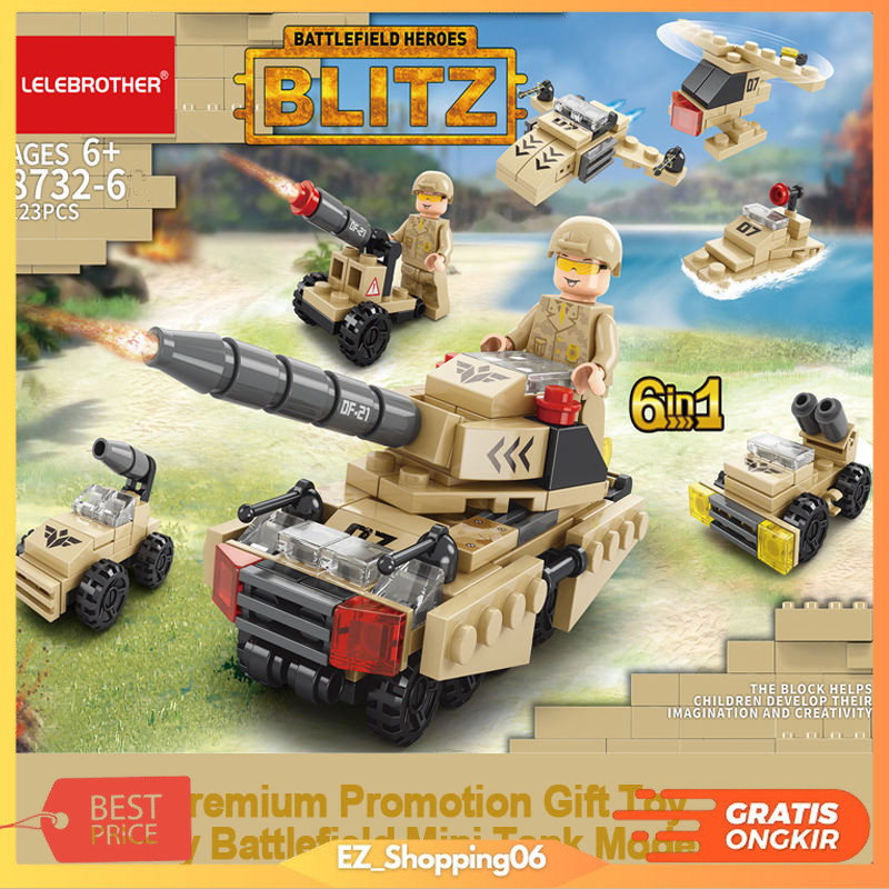LELE BROTHER Mainan Balok Susun Battlefield Hero 6in1 LEGO 123 Bricks - 8732-6