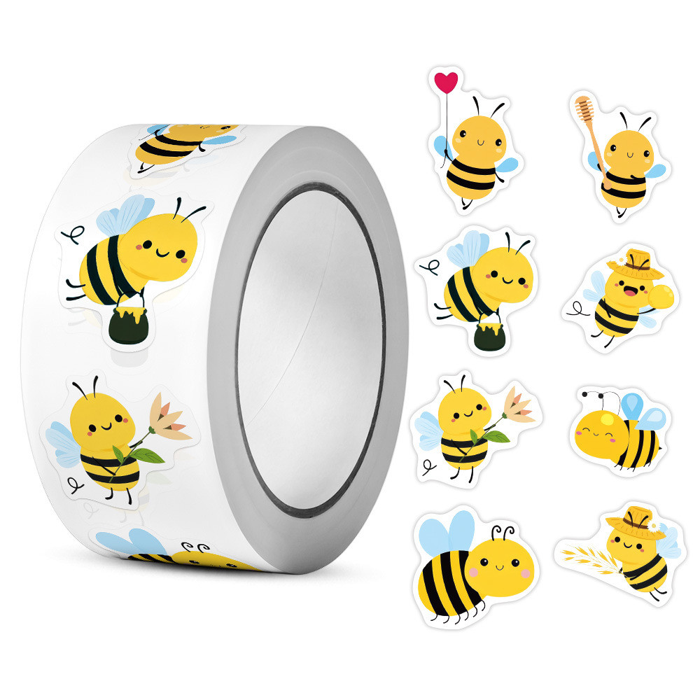 

500 Pcs/roll Bee Stickers Teacher Reward Stickers Cute Animal Stickers School Supplies Incentives Roll Sticker Adhesive Labels
