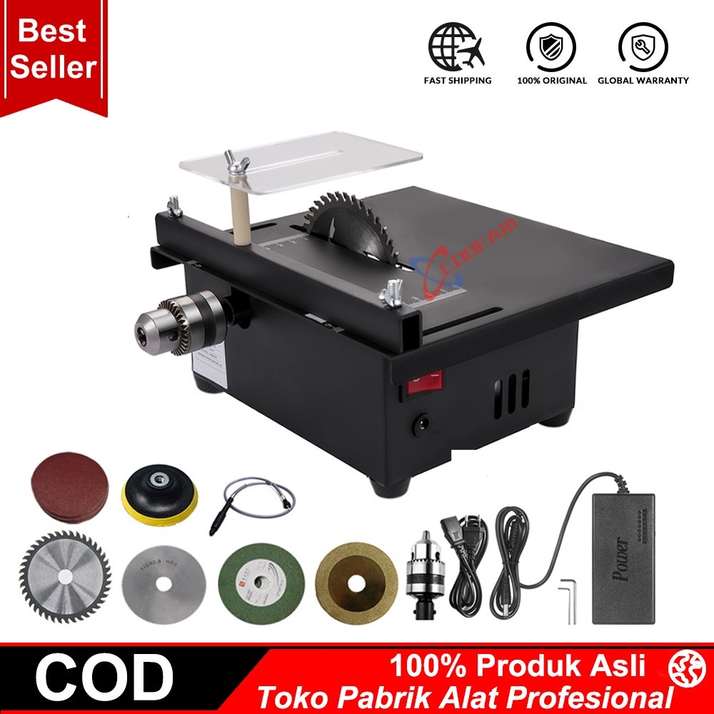Gergaji Meja Multifungsi, Mesin Pemotong Meja Mini dengan Pisau Gergaji Dapat Disesuaikan Kecepatan 