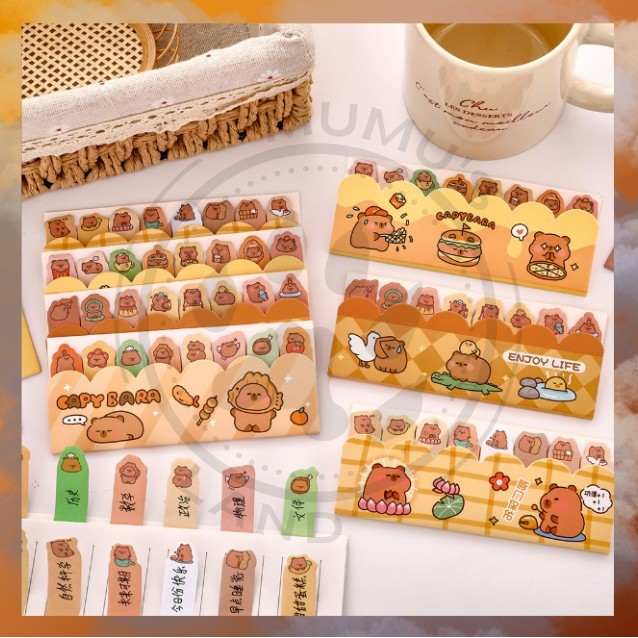 

ML Mini Memo Kapibara / Sticky Notes Label Karakter / Penanda Buku Memo Stick / Stationary Memo Pad