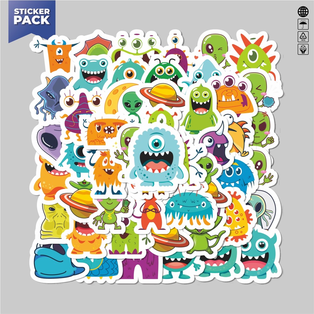 

[100PCS]Stiker Pack Sticker Kartun Alien Cute Aesthetic Vinyl Anti Air Dekorasi Sticker Laptop Buku Journal Koper Helm Casing HP Gitar Helm Skateboard