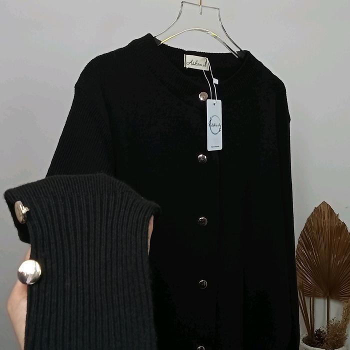 Terlaris Aira' Cardigan Rajut Premium Askira.id // Cardigan Atasan Rajut - Hitam