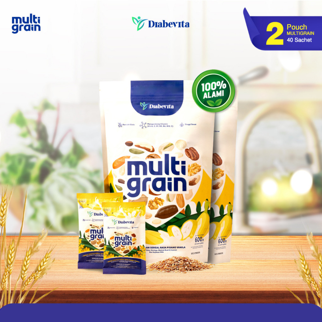 

2 Pouch Diabevita Multigrain Rasa Pisang Vanila Minuman Untuk Diabetes Minuman Tinggi Serat Bebas Gula