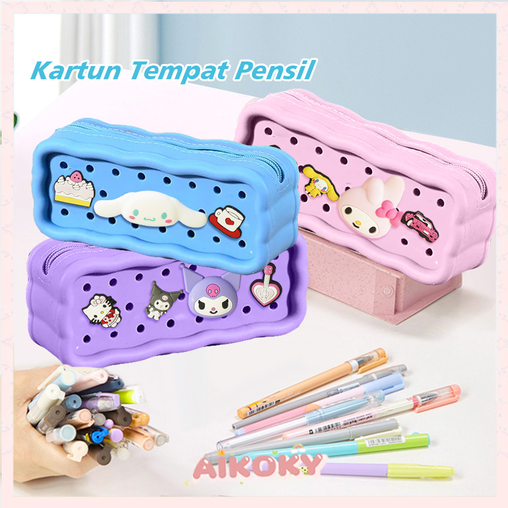 

​​AIKOKY​​ Kotak Pensil Silikon DIY Tempat Pensil Karakter Kartun