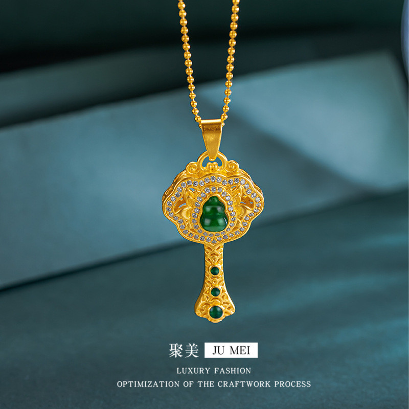 9999 24K real gold store, same style gold jewelry, women's necklace, auspicious pendant, sexy gift j