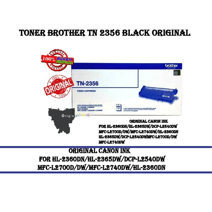 Toner cartridge Brother TN-2356 TN2356 TN 2356 original asli