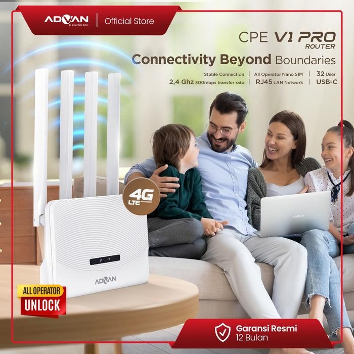 Advan Modem 4G LTE Router CPE V1 pro 4G LTE  Resmi 4 Antena - 1