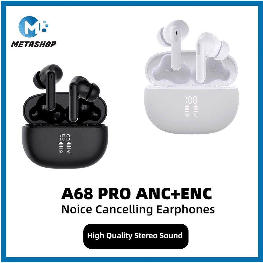A68 Pro Bluetooth ANC 30 dB True Wireless Noise Cancelling Earphones Earbuds TWS Wireless