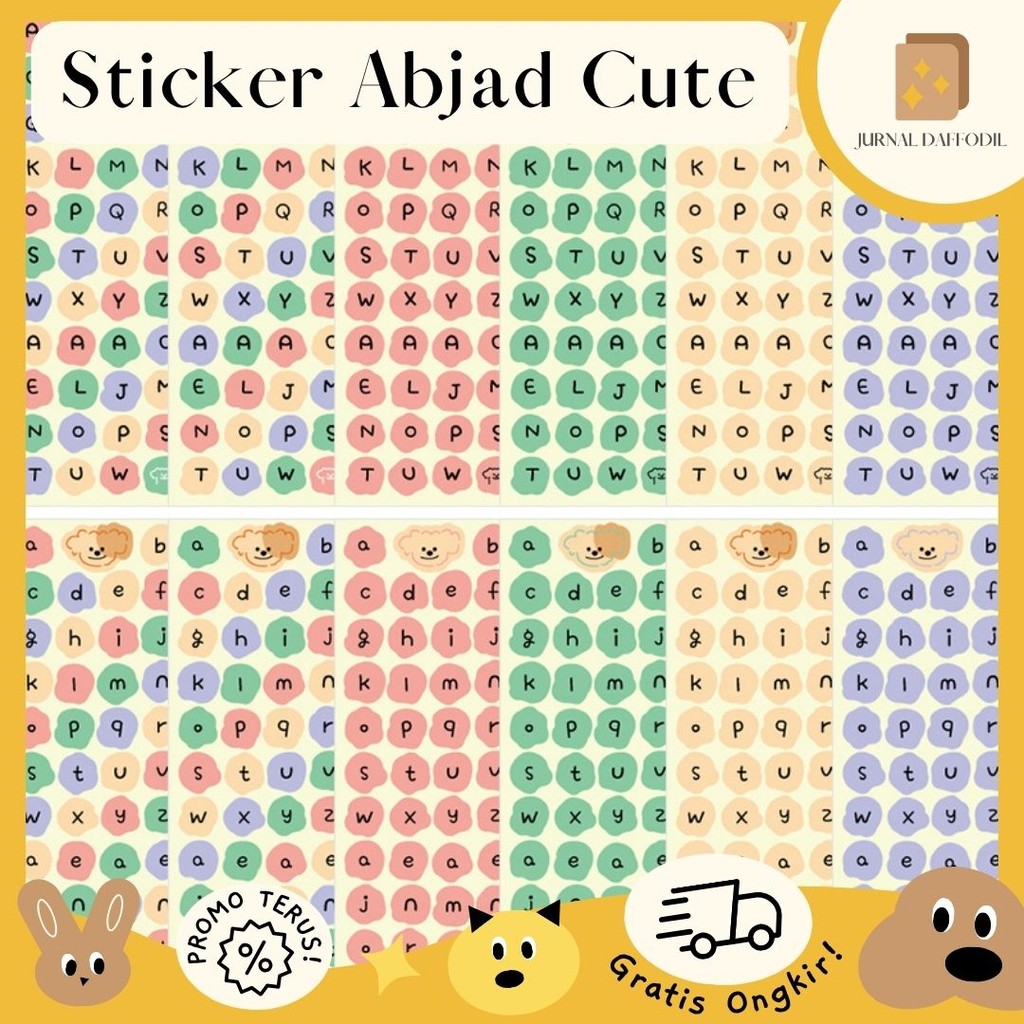 

Jurnal daffodil -[SET 6 PCS] Sticker Abjad Cute Alphabet Sticker Set Deco DIY Planner Sticker Aesthetic