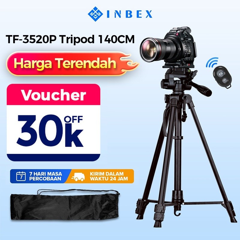 NEW INBEX TF-3520 PLUS Tripod Kamera dengan Tas / Dudukan 140cm untuk Hadycam Mirrorless Plus Holder